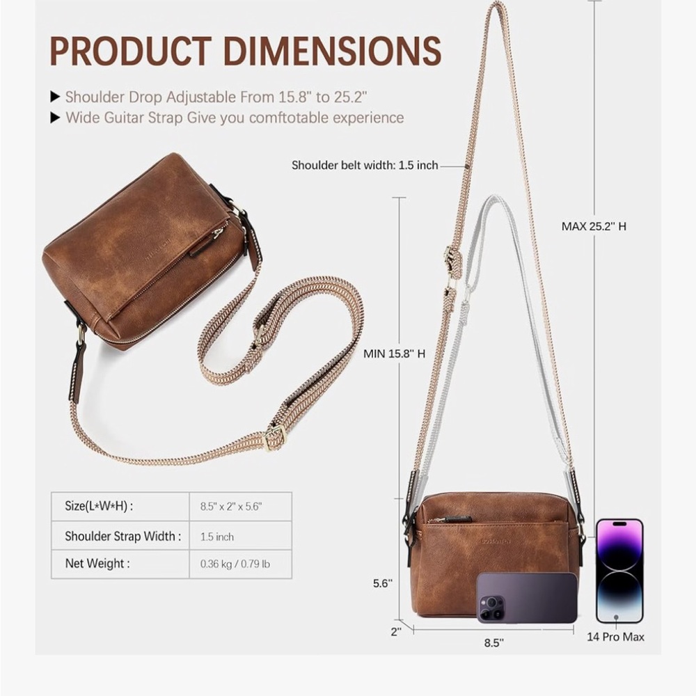 Bostanian Tan Crossbody Bag with Geometric Strap like new used once - Picture 2 of 15
